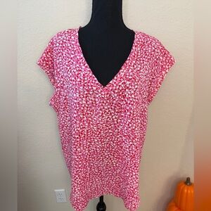 JODIFL Pink and White Patterned Blouse Small (oversized)